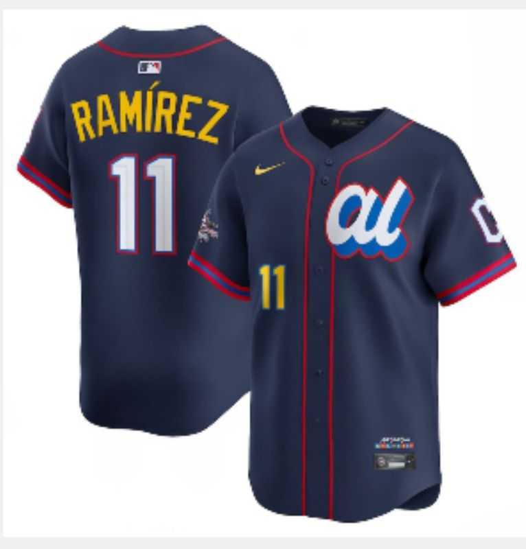 Men 2025 Cleveland Indians #11 Ramirez Blue All star Nike MLB Jersey style 5->cleveland indians->MLB Jersey